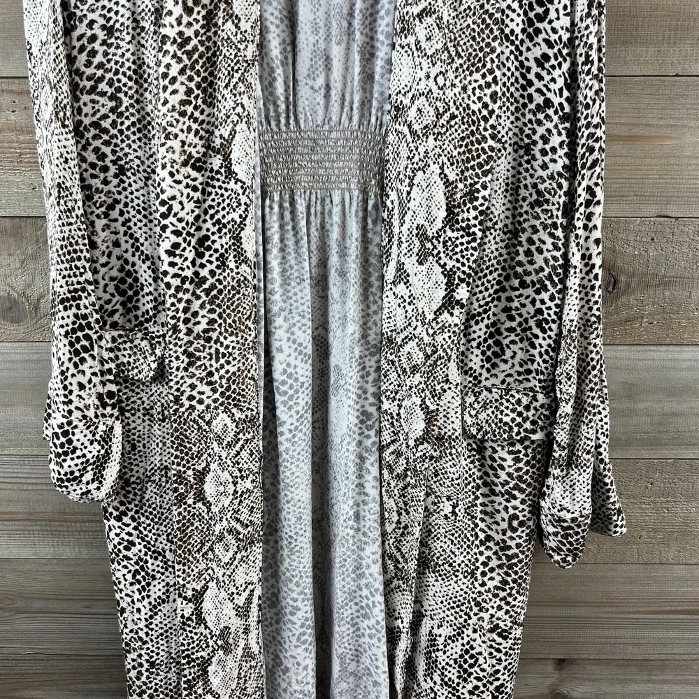 Free People Womens Kimono‎  Wild Nights Snake Animal Print Long Duster Small